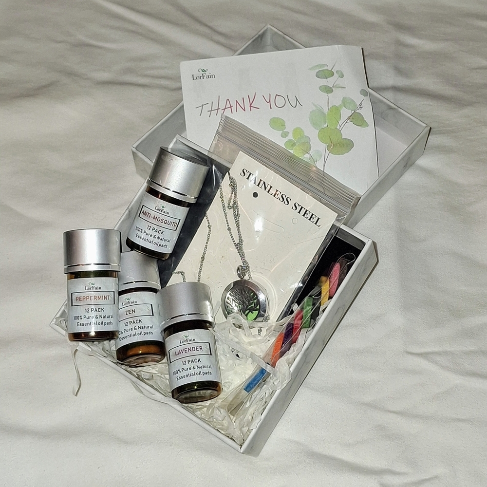 Lorfain Stainless Steel Diffuser Necklace Bundle OS